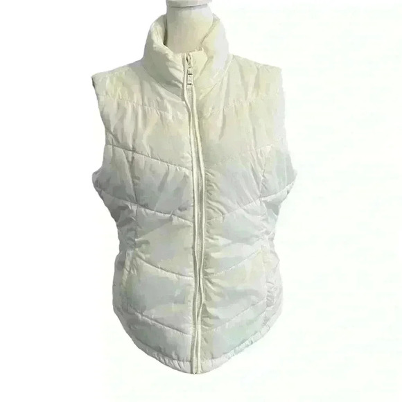 Aeropostale Women’s Puffer Vest Size L White Zipper Front Outdoors Hiking Fall - Picture 3 of 10